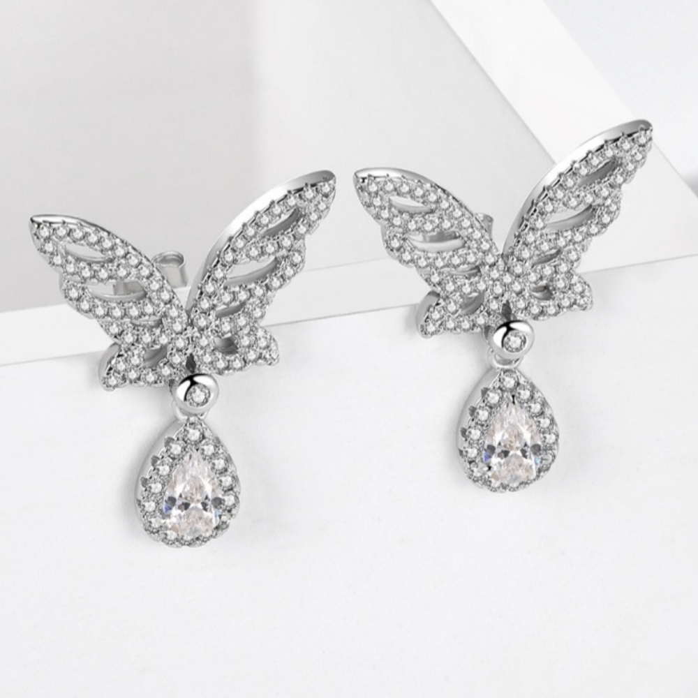 Gorgeous Delicate Simulated Diamond Butterfly Dan… - image 5